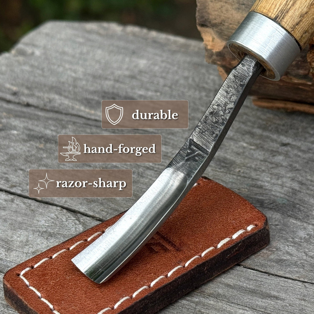 Bent Carving Gouge with Palm Handle, 12 mm / 0.47 in - 2