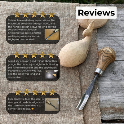 Bent Carving Gouge with Palm Handle – 8 mm / 12 mm (0.31 / 0.47 inches) - 10