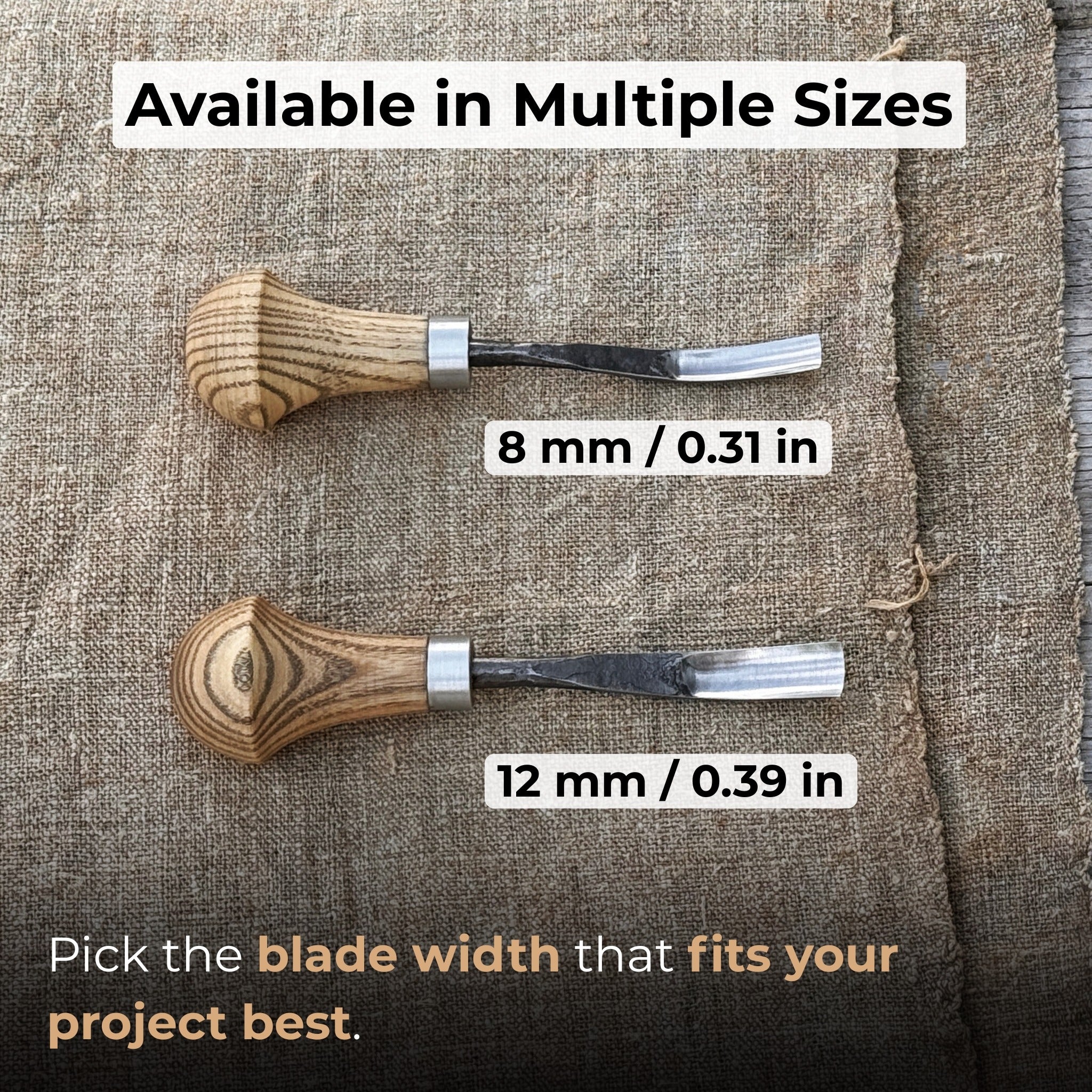 Bent Carving Gouge with Palm Handle – 8 mm / 12 mm (0.31 / 0.47 inches) - 6