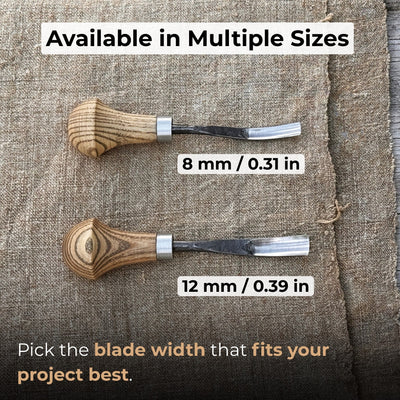 Bent Carving Gouge with Palm Handle – 8 mm / 12 mm (0.31 / 0.47 inches) - 6
