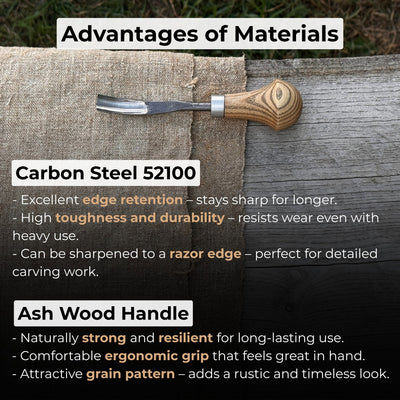 Bent Carving Gouge with Palm Handle – 8 mm / 12 mm (0.31 / 0.47 inches) - 4