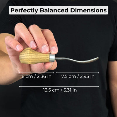 Bent Carving Gouge with Palm Handle – 8 mm / 12 mm (0.31 / 0.47 inches) - 5