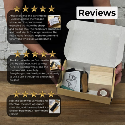 Boar Carving Kit - Complete Starter Whittling Kit for Beginners, Adults, Teens, and Kids - 12