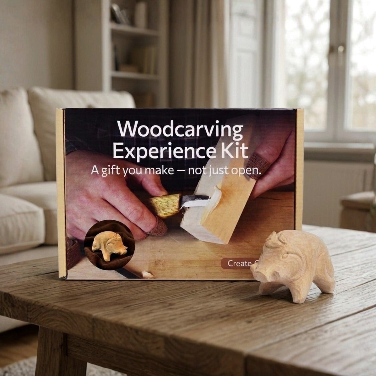 Boar Carving Kit - Complete Starter Whittling Kit for Beginners, Adults, Teens, and Kids - 1