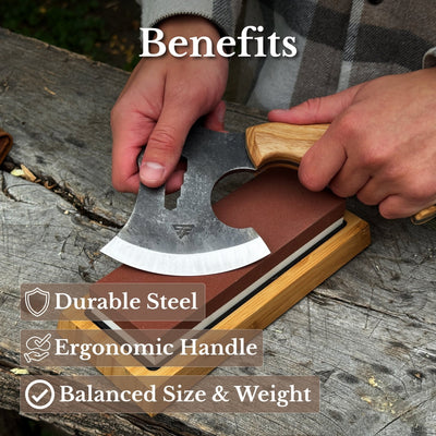 Camping Hatchet with Leather Sheath, 505 g / 1.11 lb - 8
