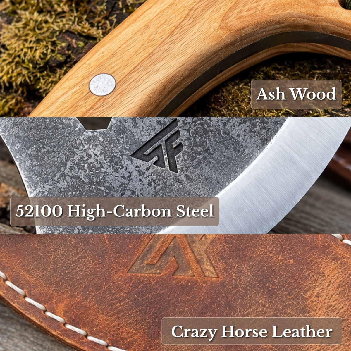 Camping Hatchet with Leather Sheath, 505 g / 1.11 lb - 7