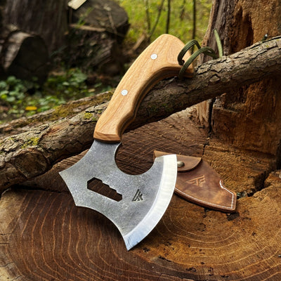 Camping Hatchet with Leather Sheath, 505 g / 1.11 lb - 1