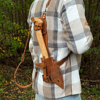 Chopping Axe with Leather Back Carry Pouch, 1.05 kg (2.2 lb) - 1