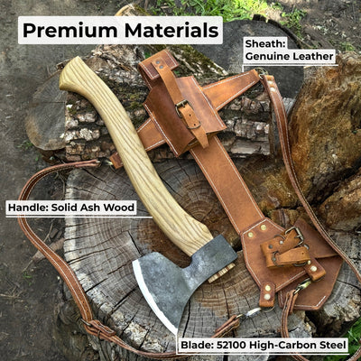 Chopping Axe with Leather Back Carry Pouch, 1.05 kg (2.2 lb) - 7