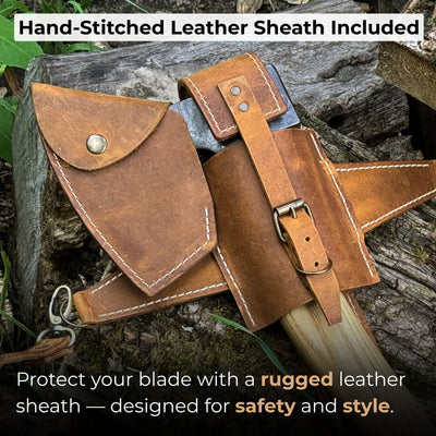 Chopping Axe with Leather Back Carry Pouch, 1.05 kg (2.2 lb) - 5
