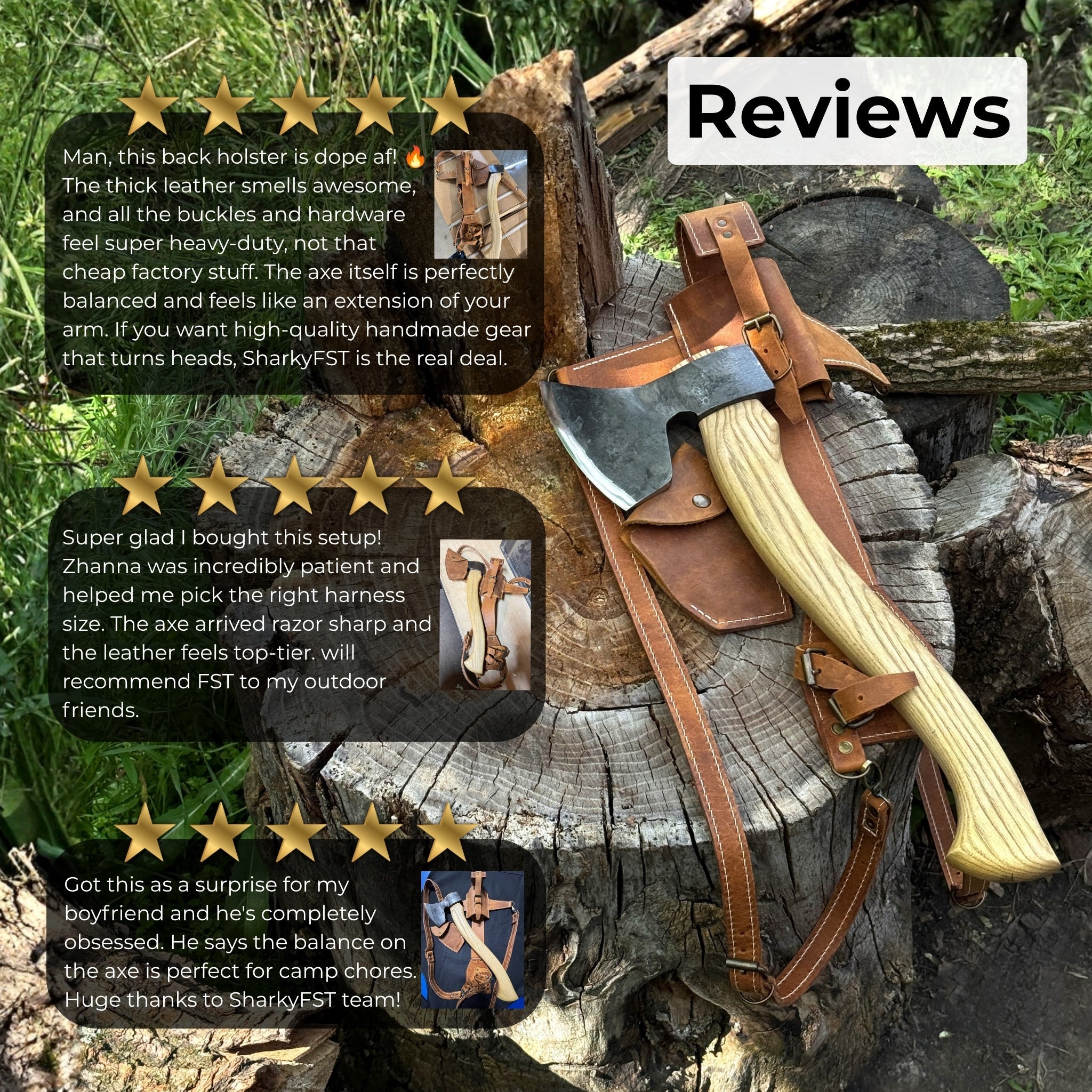 Chopping Axe with Leather Back Carry Pouch, 1.05 kg (2.2 lb) - 10