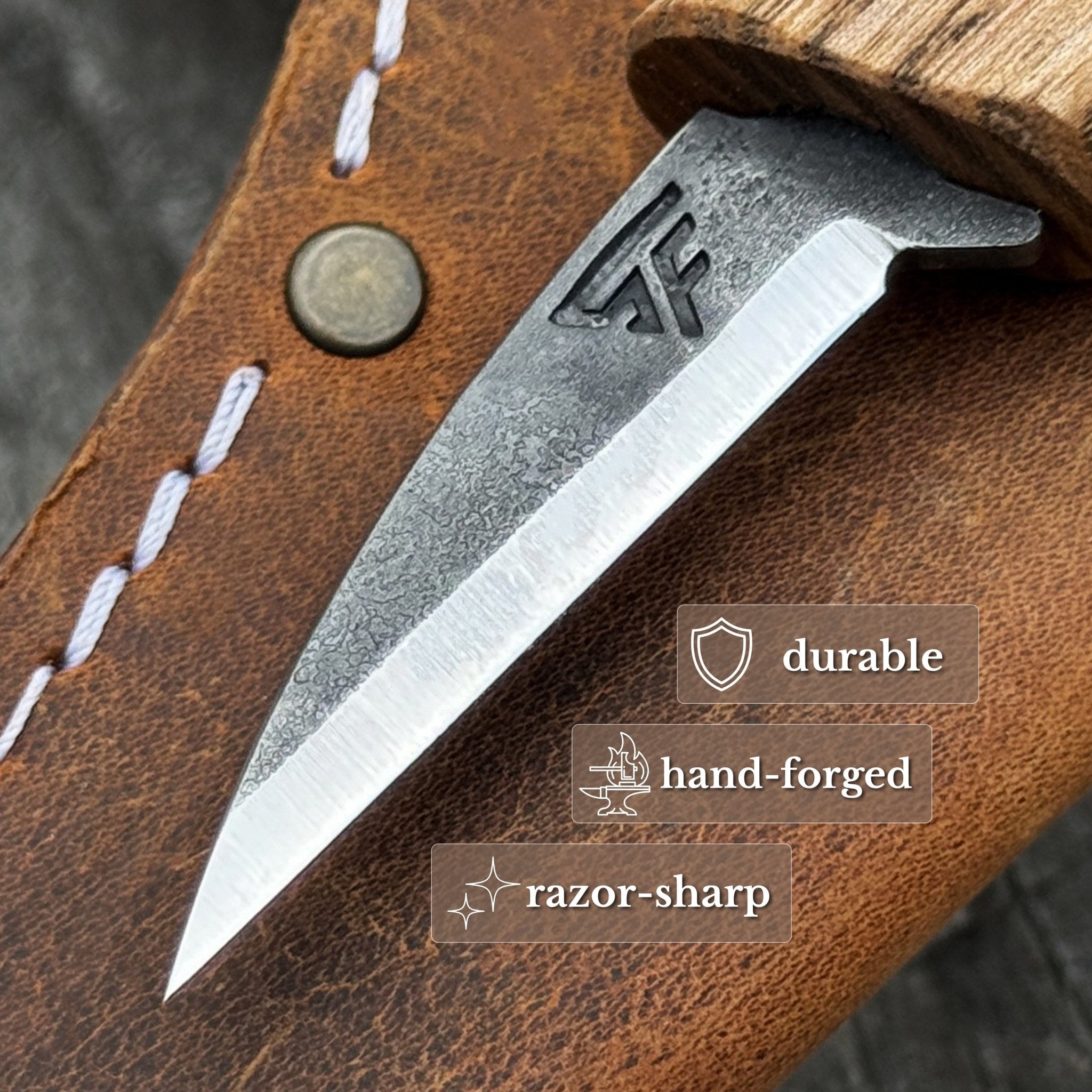 Detail Knife for Wood Carving with Leather Sheath, 4 cm (1.57 inches) - 3