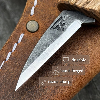 Detail Knife for Wood Carving with Leather Sheath, 4 cm (1.57 inches) - 3