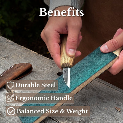 Detail Wood Carving Knife with Leather Sheath, Blade 5 cm (1.97 inches) - 7
