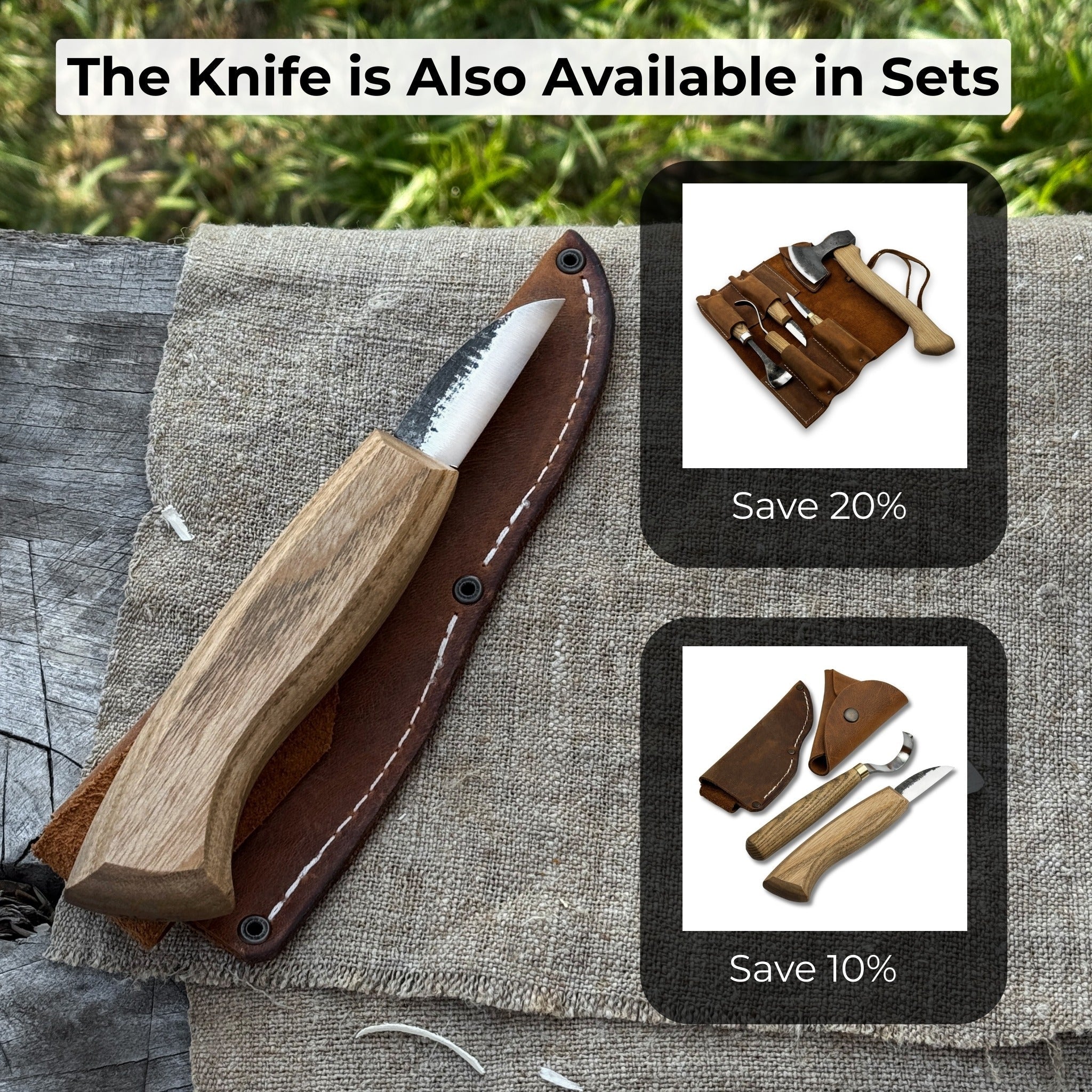 Detail Wood Carving Knife with Leather Sheath, Blade 5 cm (1.97 inches) - 10