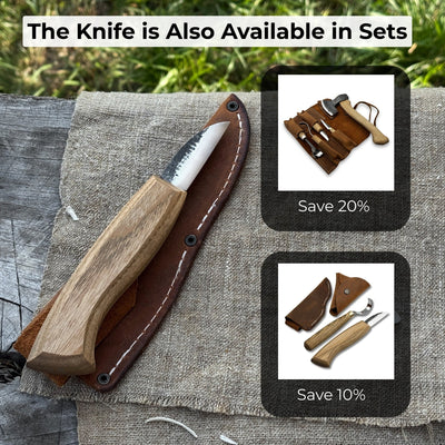 Detail Wood Carving Knife with Leather Sheath, Blade 5 cm (1.97 inches) - 10