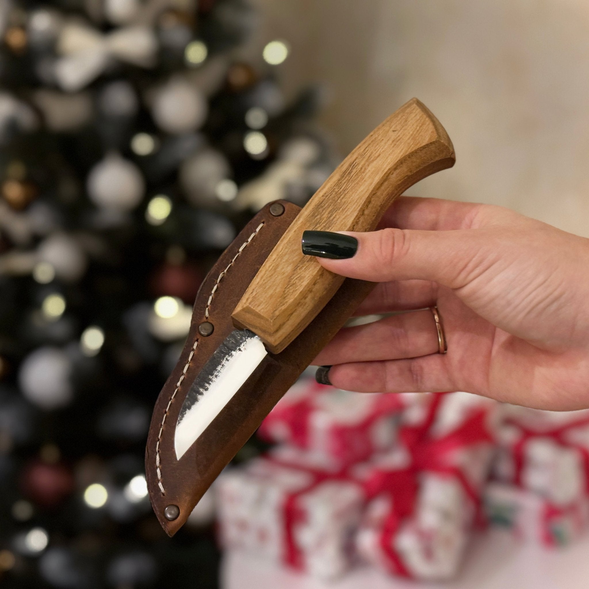 Detail Wood Carving Knife with Leather Sheath, Blade 5 cm (1.97 inches) - 1