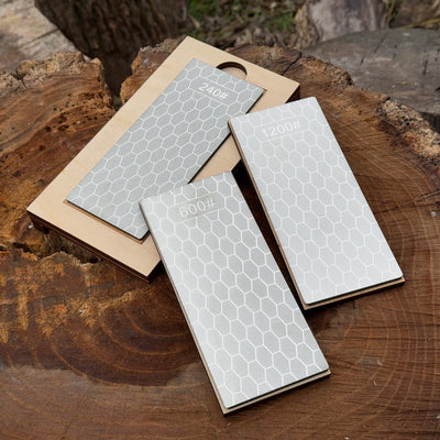 Diamond Sharpening Stone Set with Wooden Stand – 240 / 600 / 1200 Grit - 8