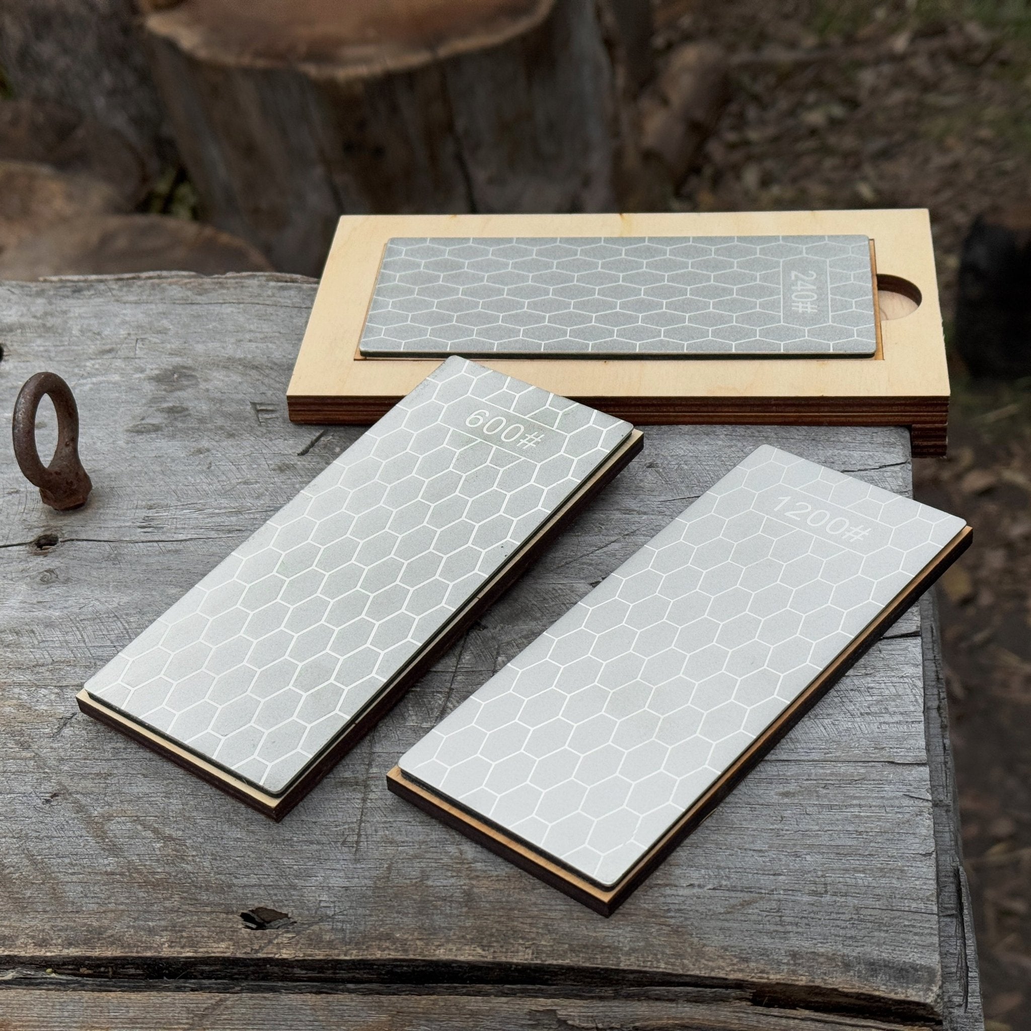 Diamond Sharpening Stone Set with Wooden Stand – 240 / 600 / 1200 Grit - 9