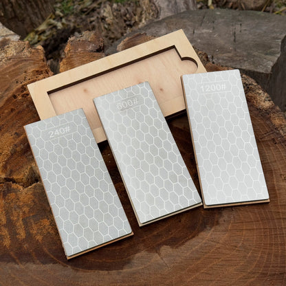 Diamond Sharpening Stone Set with Wooden Stand – 240 / 600 / 1200 Grit - 2