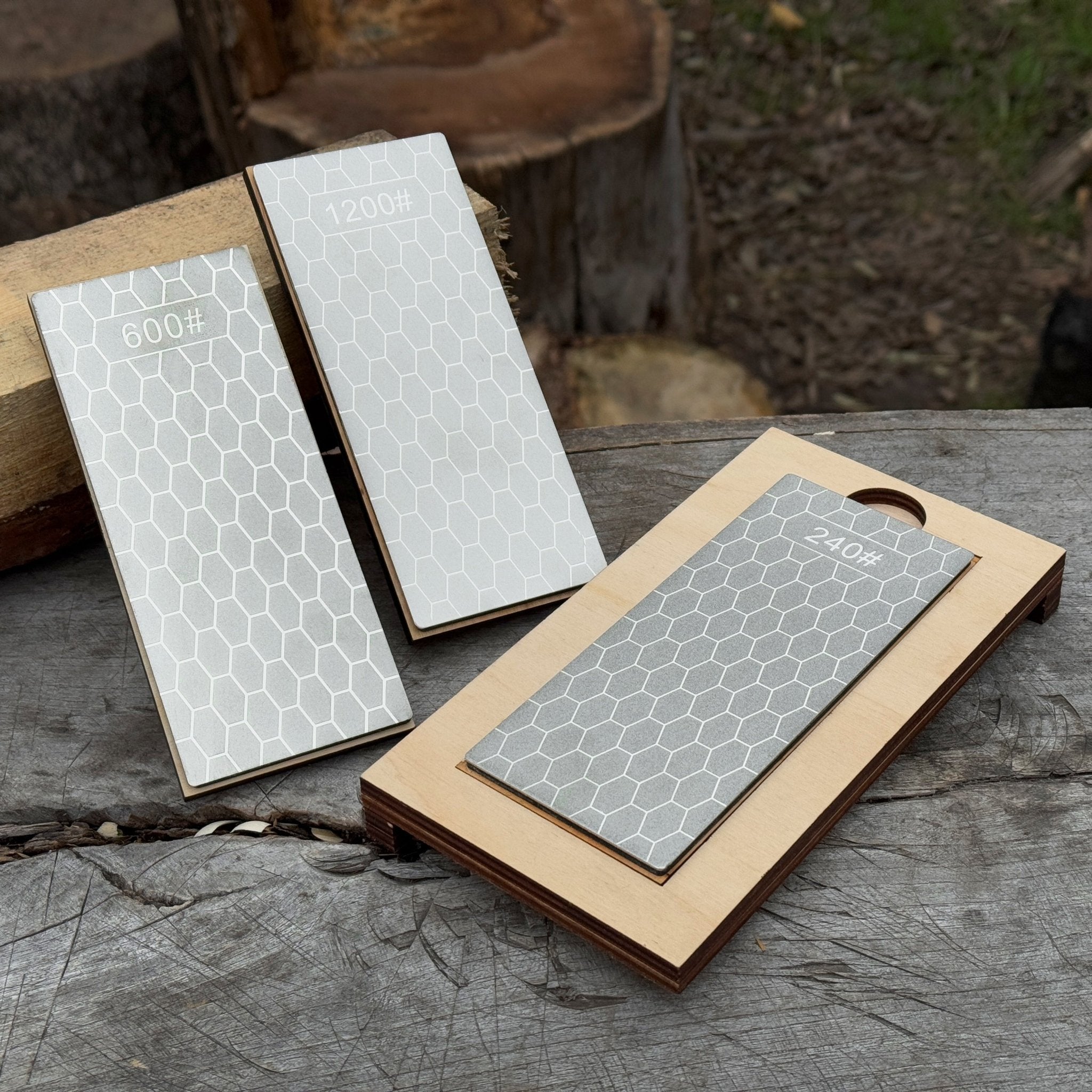 Diamond Sharpening Stone Set with Wooden Stand – 240 / 600 / 1200 Grit - 13