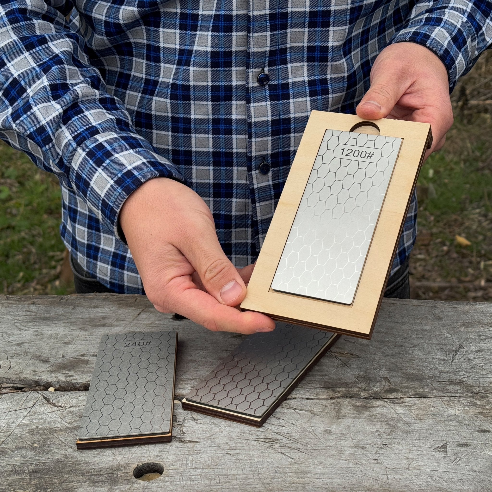 Diamond Sharpening Stone Set with Wooden Stand – 240 / 600 / 1200 Grit - 4