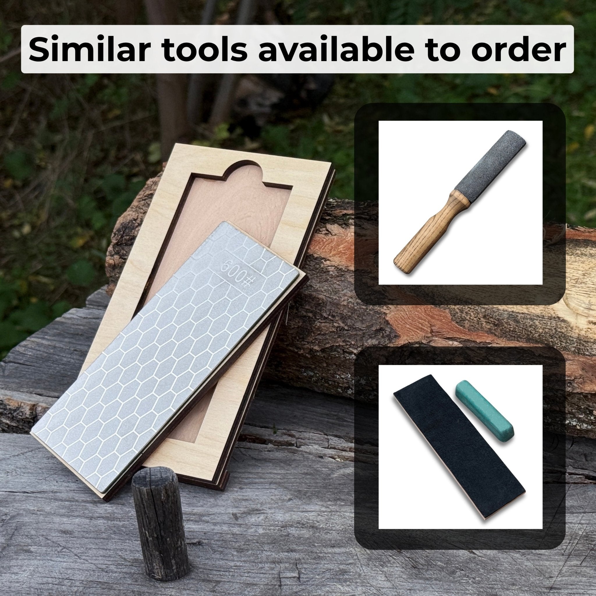 Diamond Sharpening Stone with Wooden Stand – 600 Grit for Knives