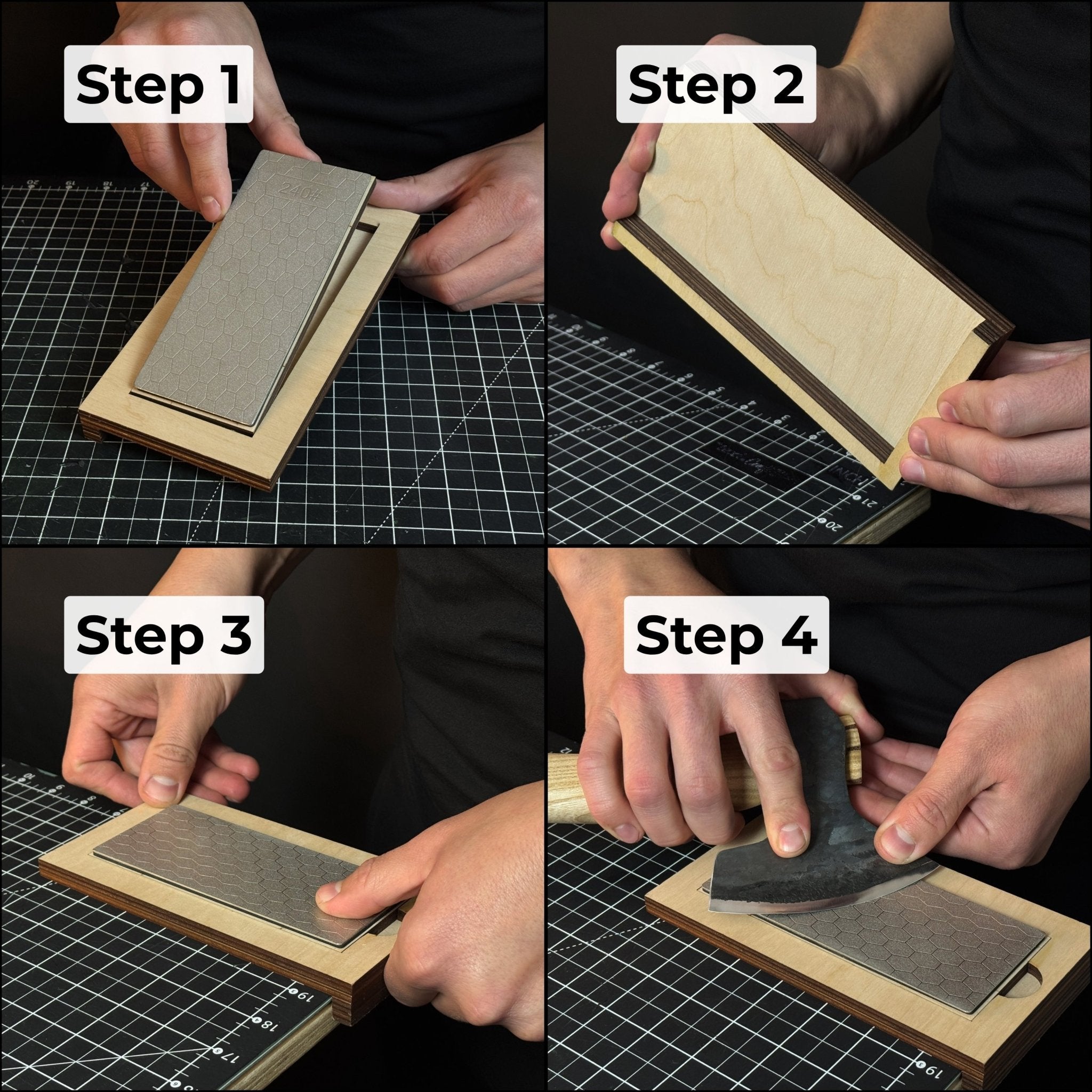 Diamond Sharpening Stone with Wooden Stand – 600 Grit for Knives
