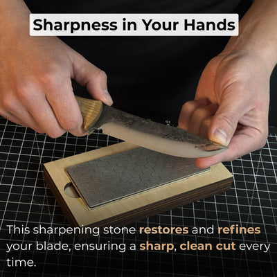Diamond Sharpening Stone with Wooden Stand – 600 Grit for Knives & Tools - 4