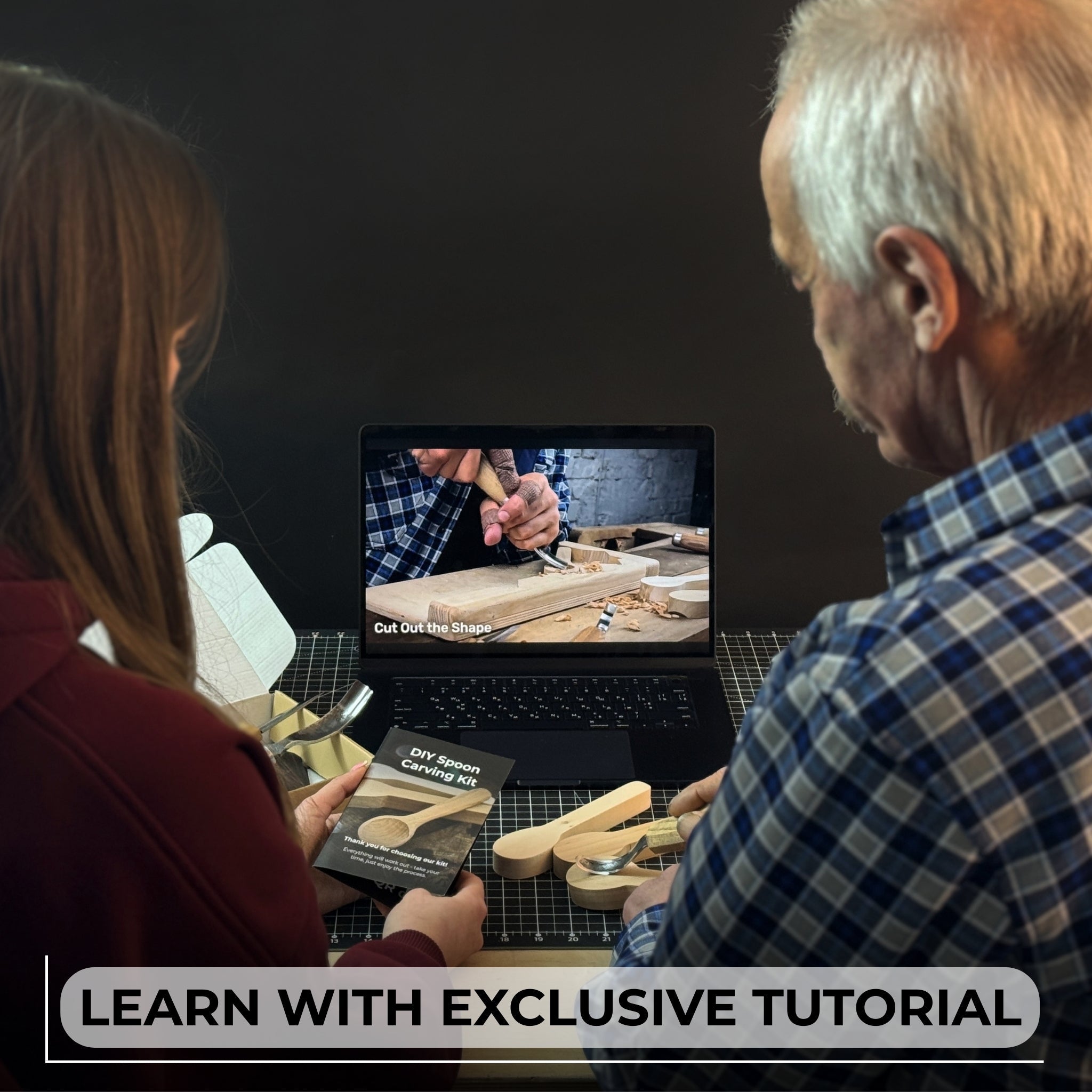 DIY 3 - Piece Spoon Carving Kit for Beginners – Linden, Cherry & Oak Wood Blanks - 5