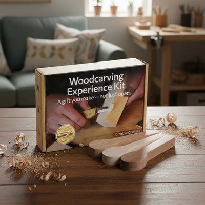 DIY 3 - Piece Spoon Carving Kit for Beginners – Linden, Cherry & Oak Wood Blanks - 1