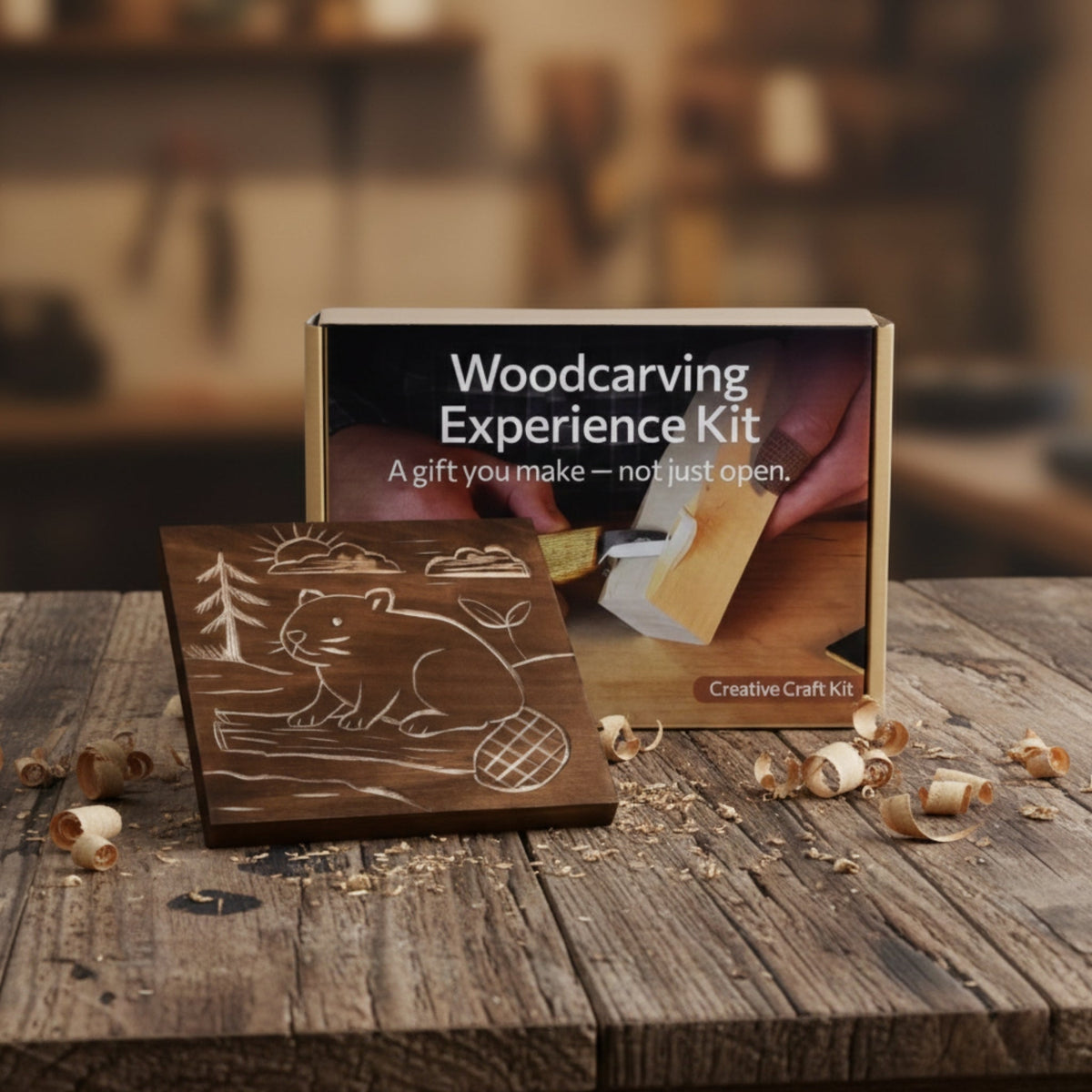 DIY Beaver Carving Kit – Wood Art Set with V-Chisel & Video Guide ...