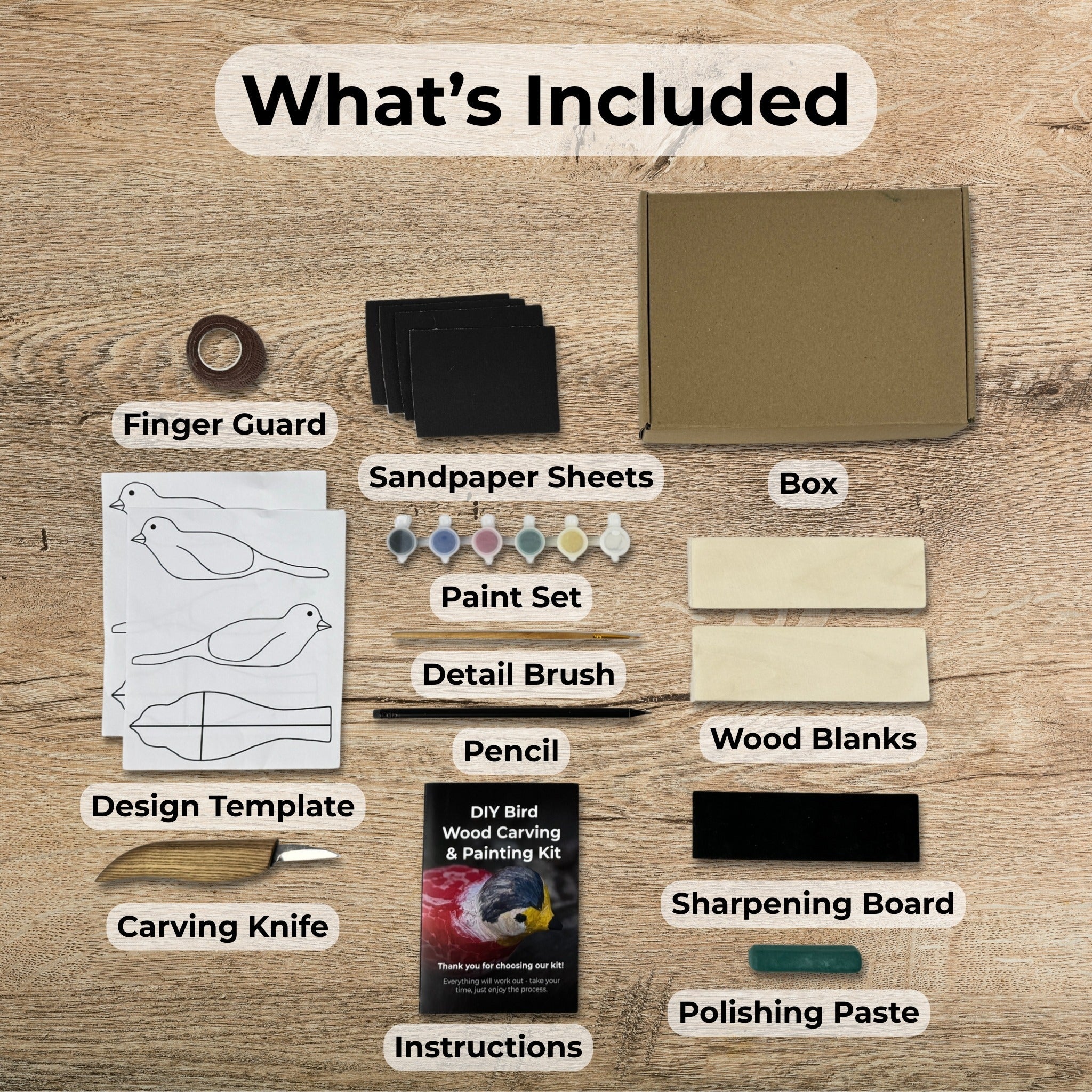 DIY Bird Wood Carving & Painting Kit - 2
