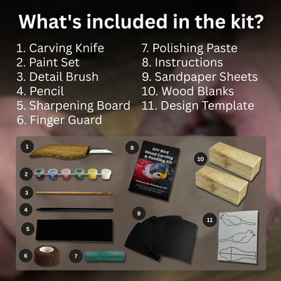 DIY Bird Wood Carving & Painting Kit - 2