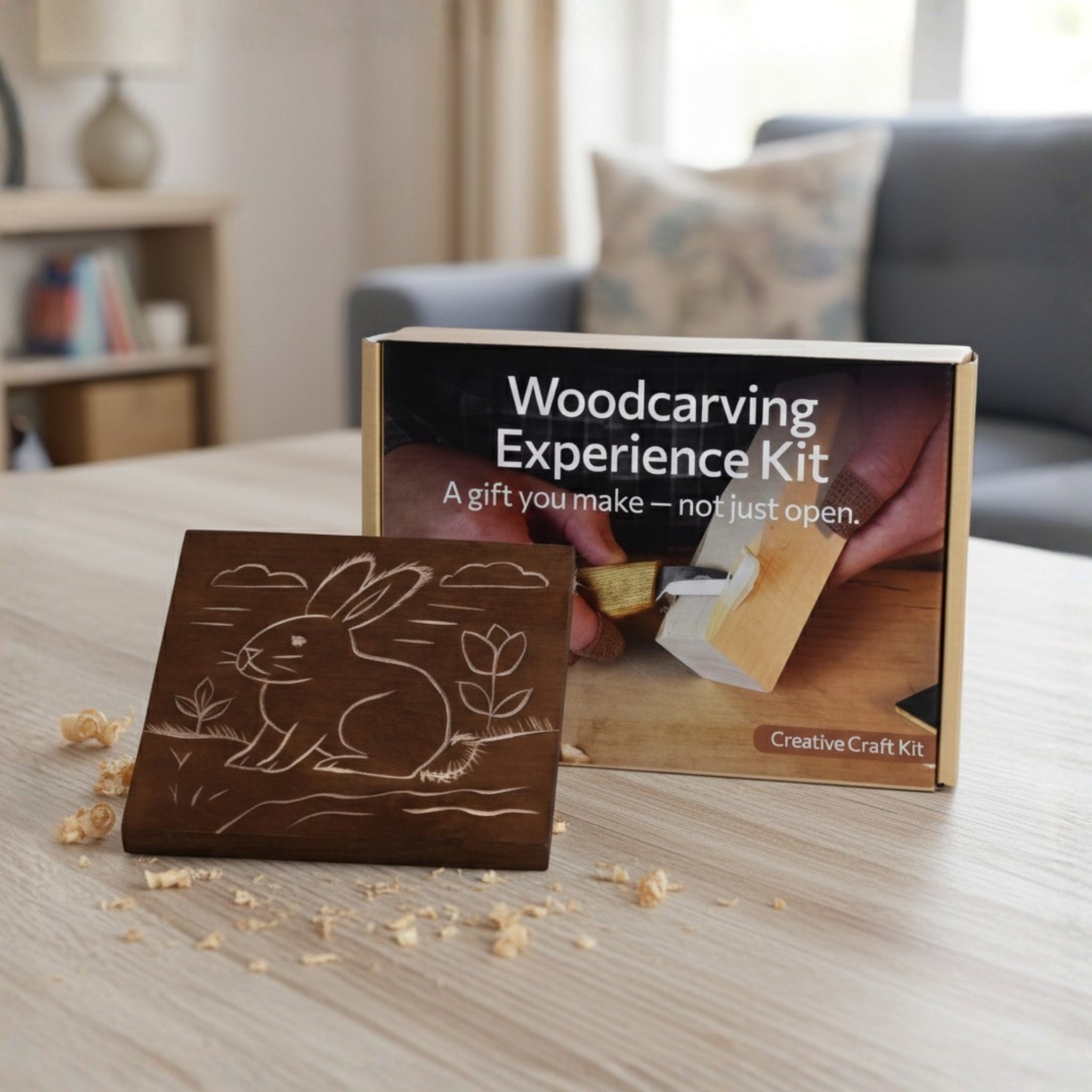 DIY Bunny Carving Kit – Wood Art Set with V - Chisel & Video Guide - 1