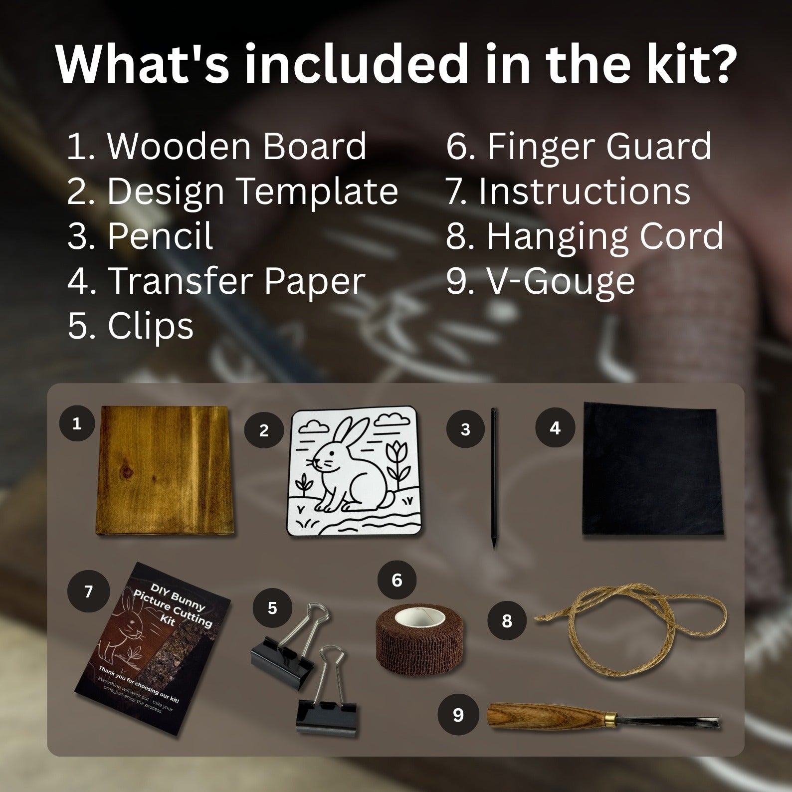 DIY Bunny Carving Kit – Wood Art Set with V - Chisel & Video Guide - 2