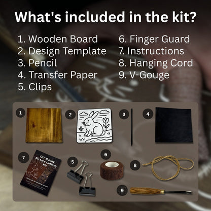 DIY Bunny Carving Kit – Wood Art Set with V - Chisel & Video Guide - 2