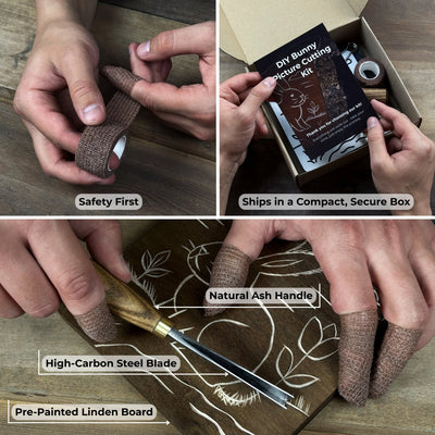 DIY Bunny Carving Kit – Wood Art Set with V - Chisel & Video Guide - 6