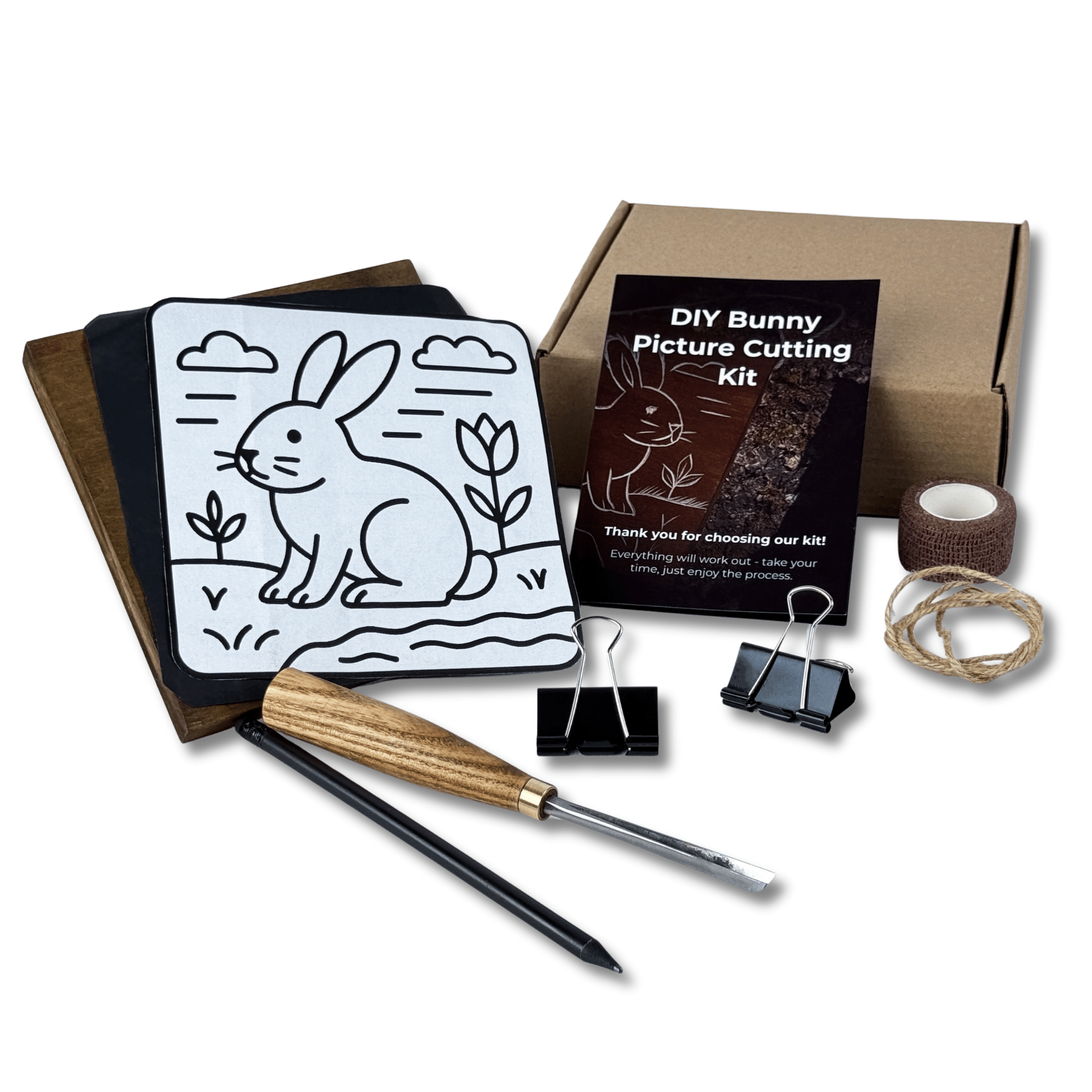 DIY Bunny Carving Kit – Wood Art Set with V - Chisel & Video Guide - 1