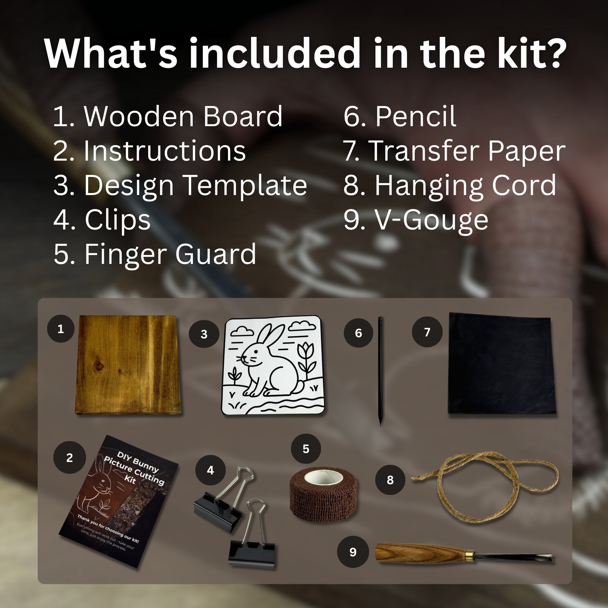 DIY Bunny Carving Kit – Wood Art Set with V - Chisel & Video Guide - 2