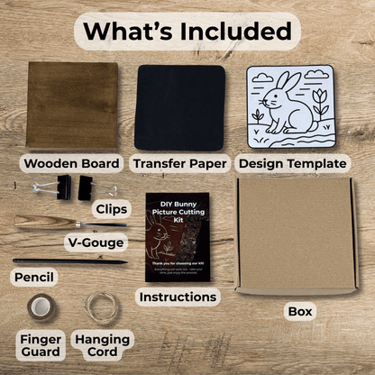 DIY Bunny Carving Kit – Wood Art Set with V - Chisel & Video Guide - 3
