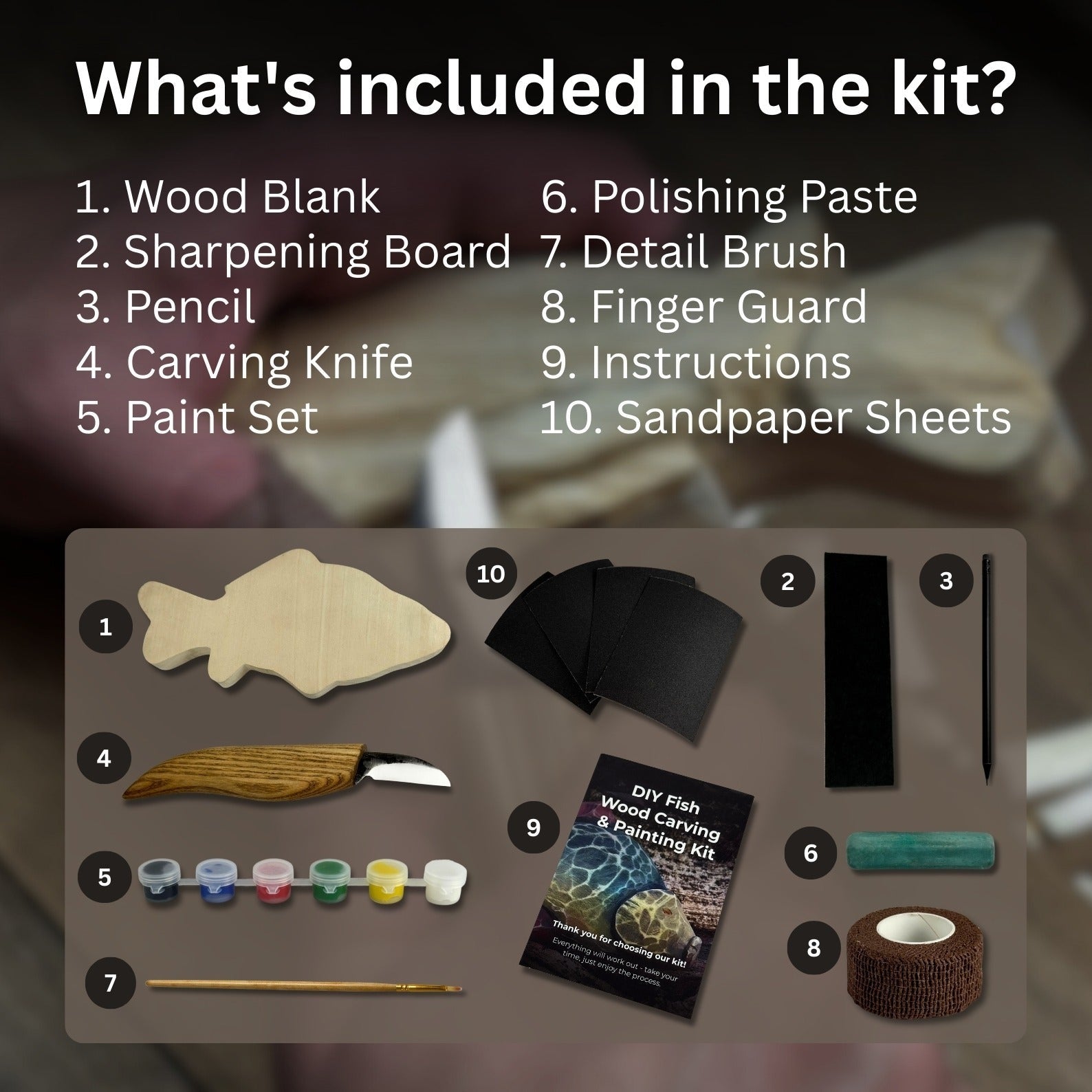 DIY Fish Wood Carving & Painting Kit – Beginner Whittling Set with Video Tutorial - 2