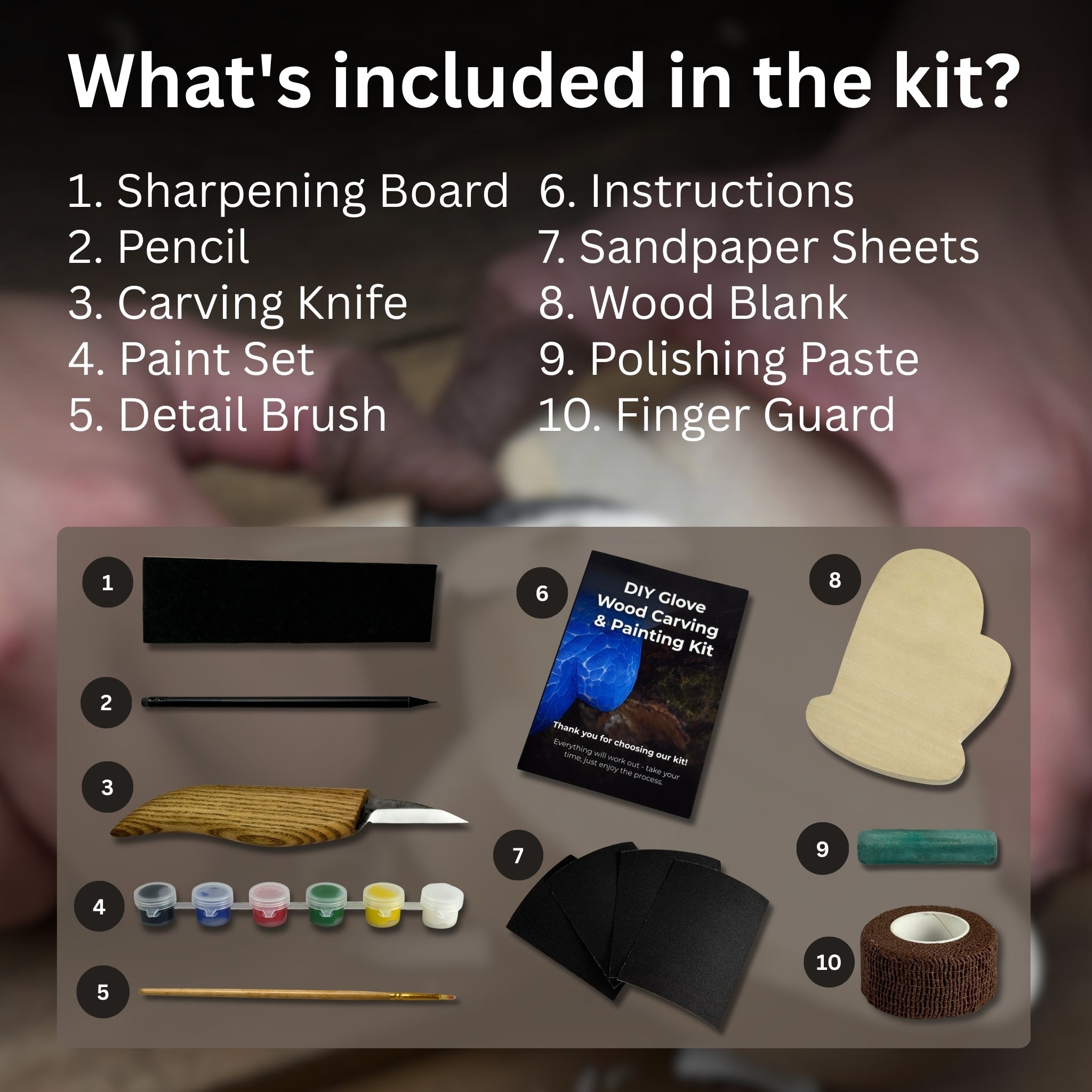 DIY Glove Wood Carving & Painting Kit - 2