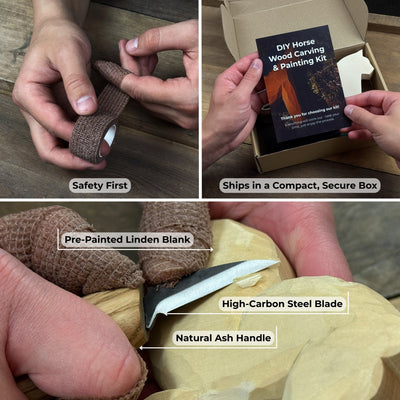 DIY Horse Wood Carving & Painting Kit - 6