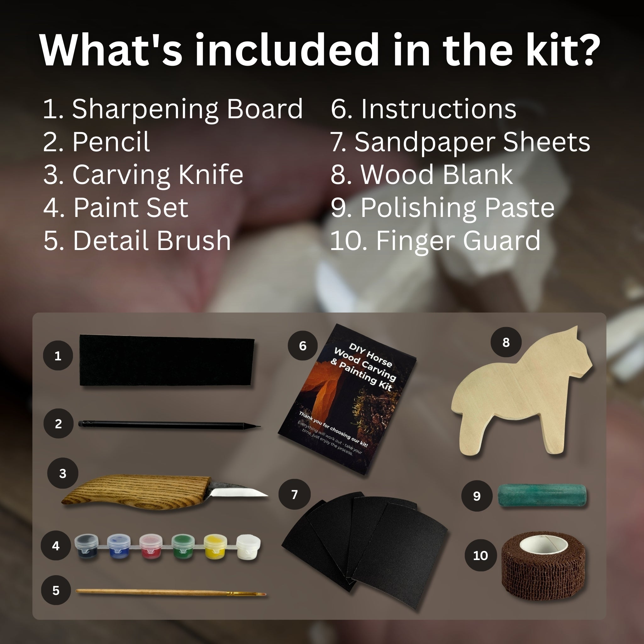 DIY Horse Wood Carving & Painting Kit - 2