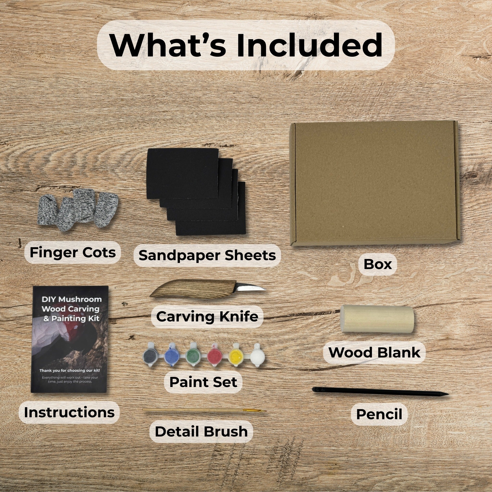 DIY Mushroom Wood Carving & Painting Kit - 2