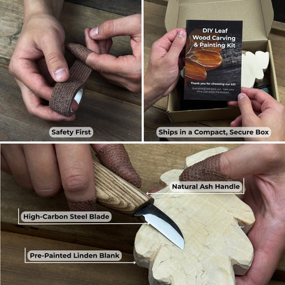 DIY Oak Leaf Carving and Painting Kit - 3