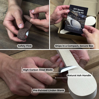 DIY Spoon Carving Kit for Beginners – Hook Knife & Whittling Tools - 6