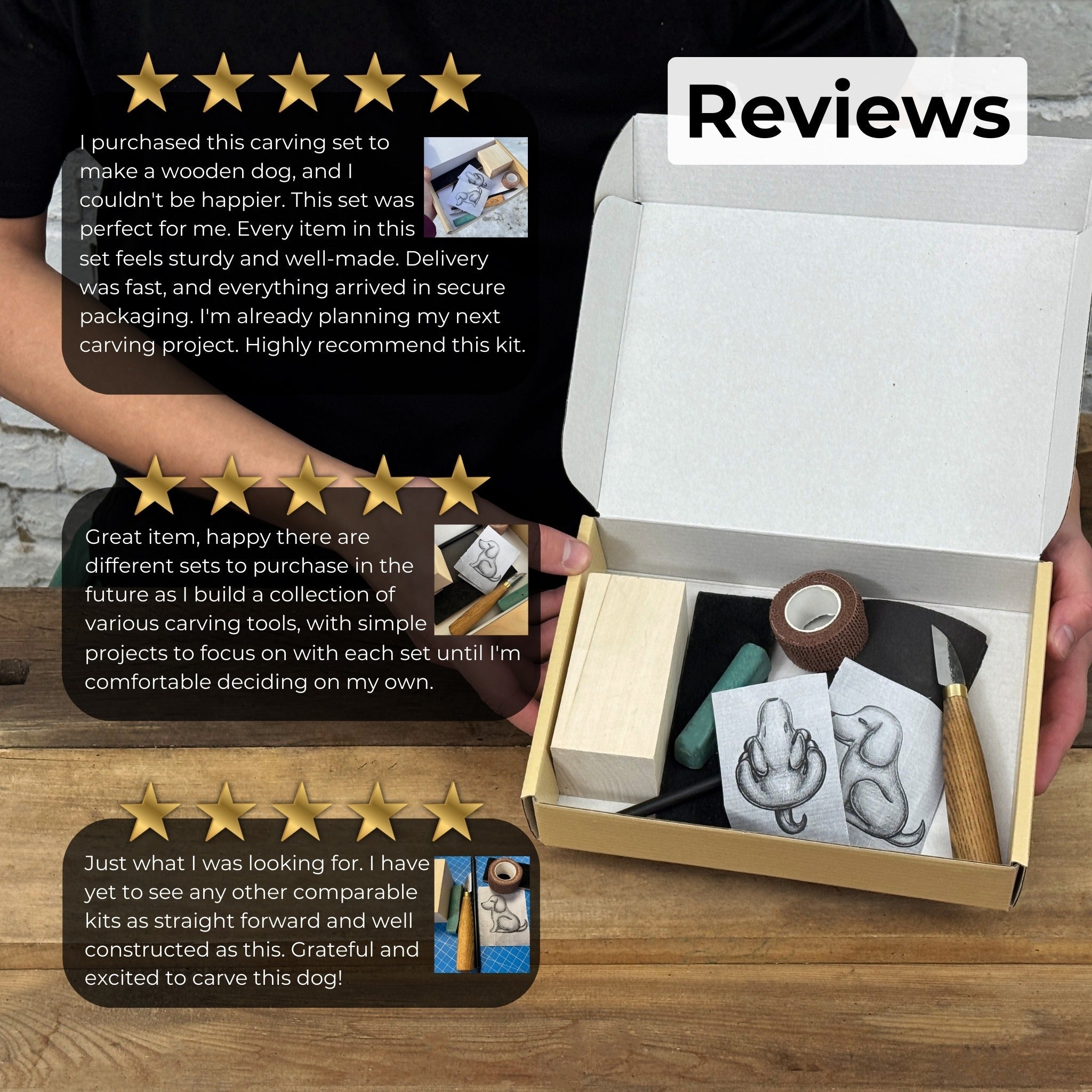 Dog Carving Kit - Complete Starter Whittling Kit for Beginners, Adults, Teens, and Kids - 12