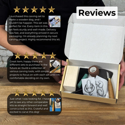 Dog Carving Kit - Complete Starter Whittling Kit for Beginners, Adults, Teens, and Kids - 12